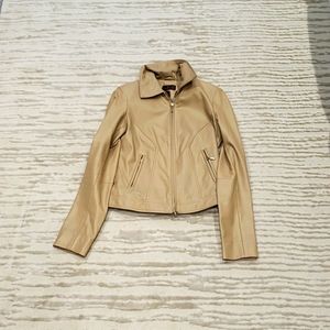 Beige coloured leather Danier jacket. Size: XXS.